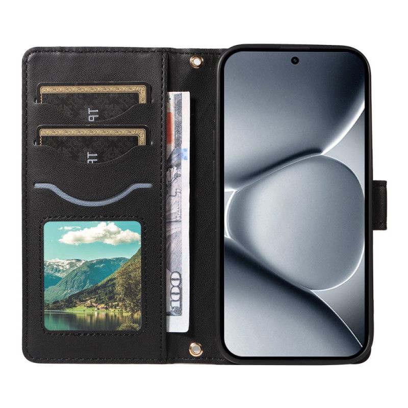 Folio Deksel Til Xiaomi Redmi Note 15 Pro Plus 5g Vattert Med Stropp Og Skulderstropp