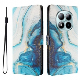 Folio Deksel Xiaomi Redmi Note 15 Pro Plus 5g Blå Marmor Beskyttelse Deksel