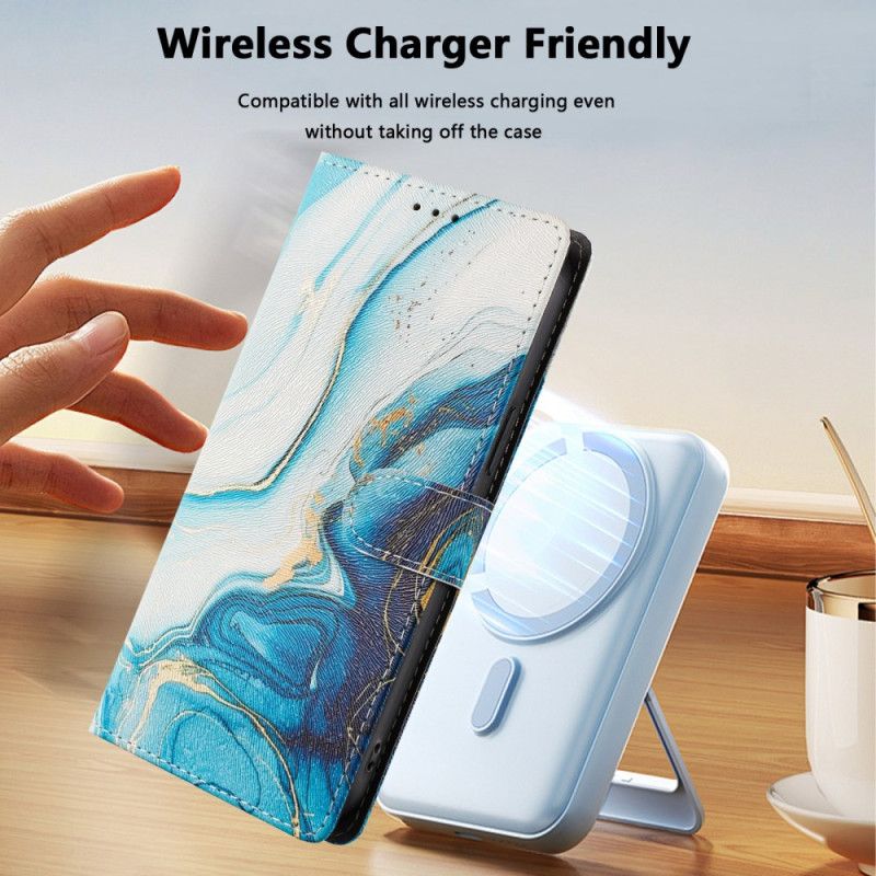 Folio Deksel Xiaomi Redmi Note 15 Pro Plus 5g Blå Marmor Beskyttelse Deksel