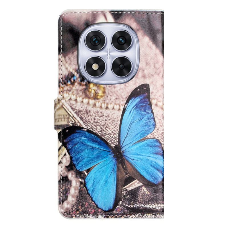 Folio Deksel Xiaomi Redmi Note 15 Pro Plus 5g Blå Sommerfugl Beskyttelse Deksel
