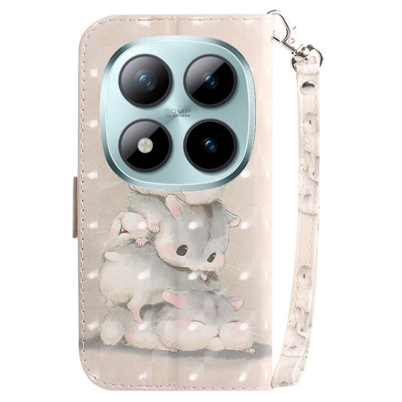 Folio Deksel Xiaomi Redmi Note 15 Pro Plus 5g Haug Med Hamstere Med Stropp Beskyttelse Deksel