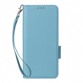 Folio Deksel Xiaomi Redmi Note 15 Pro Plus 5g Litchi-imitasjonsskinn Med Stropp Beskyttelse Deksel