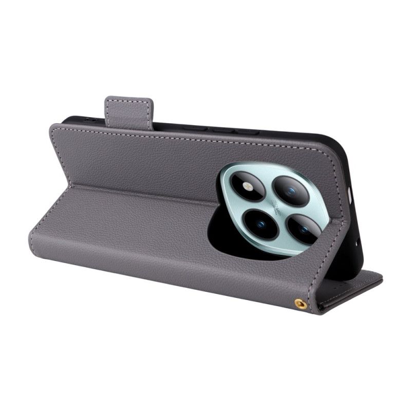 Folio Deksel Xiaomi Redmi Note 15 Pro Plus 5g Litchi-imitasjonsskinn Med Stropp Beskyttelse Deksel