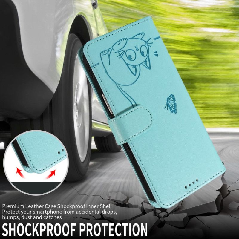 Folio Deksel Xiaomi Redmi Note 15 Pro Plus 5g Lommebok Med Gravert Kattestropp Beskyttelse Deksel