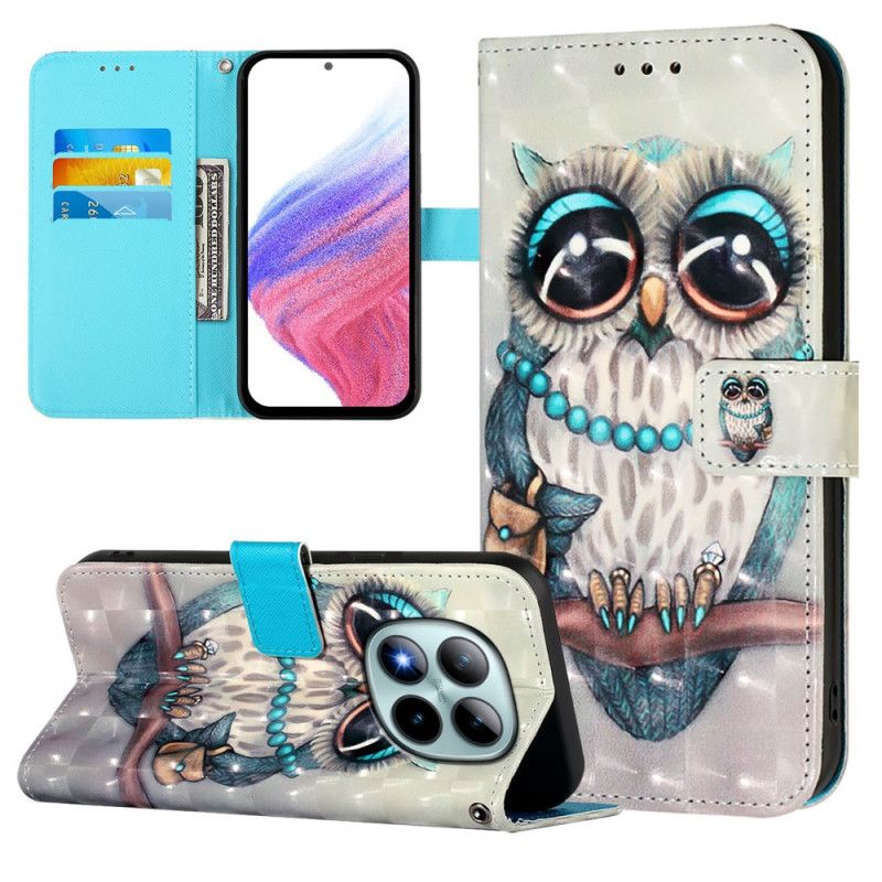 Lærdeksel Folio Deksel Xiaomi Redmi Note 15 Pro Plus 5g Grå Ugle