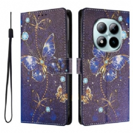 Lærdeksel Folio Deksel Xiaomi Redmi Note 15 Pro Plus 5g Mobildeksel Dyrebare Sommerfugler