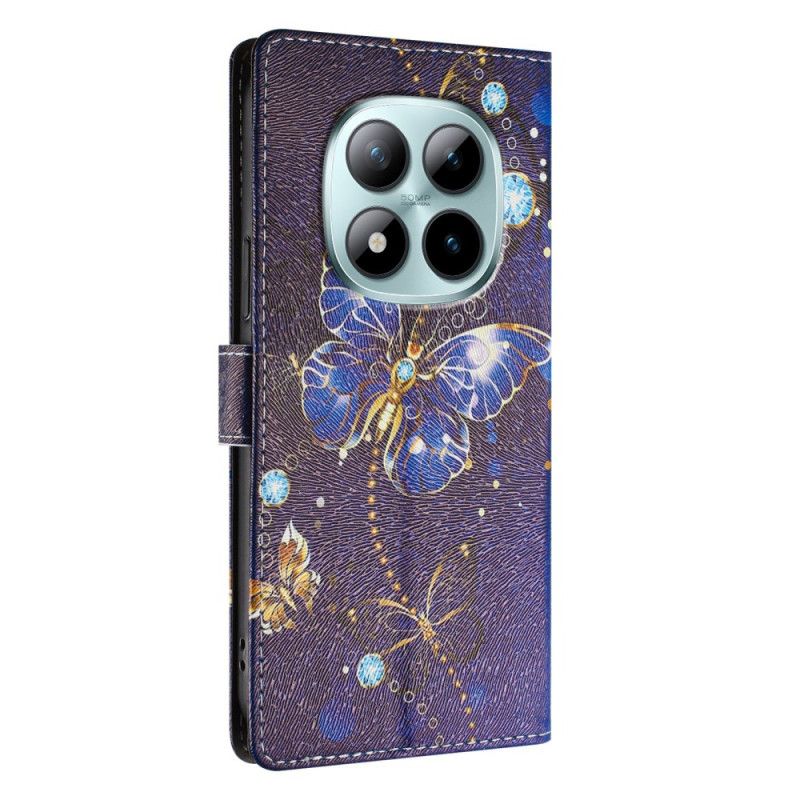 Lærdeksel Folio Deksel Xiaomi Redmi Note 15 Pro Plus 5g Mobildeksel Dyrebare Sommerfugler