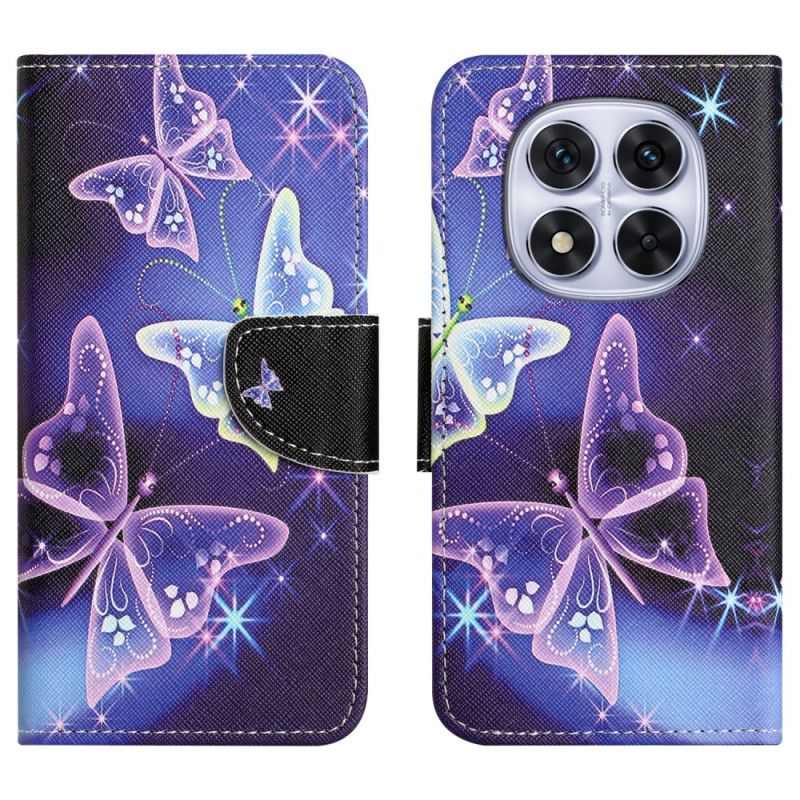 Lærdeksel Folio Deksel Xiaomi Redmi Note 15 Pro Plus 5g Mobildeksel Glitrende Sommerfugler