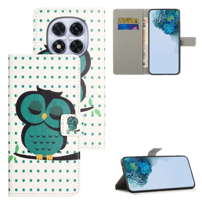 Lærdeksel Folio Deksel Xiaomi Redmi Note 15 Pro Plus 5g Mobildeksel Sovende Ugle