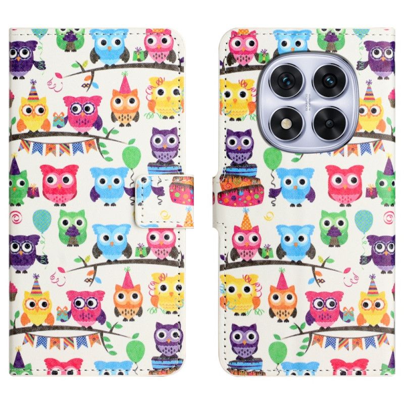 Lærdeksel Folio Deksel Xiaomi Redmi Note 15 Pro Plus 5g Mobildeksel Uglemønster