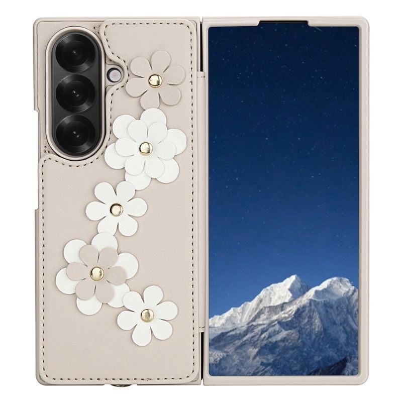 Deksel Samsung Galaxy Z Fold 7 Kortholder Og Stativ Med 3d-blomstermotiv Beskyttelse Deksel