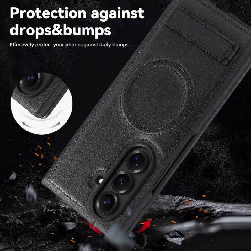 Deksel Samsung Galaxy Z Fold 7 Magsafe Lærimitasjon Og Stativ Beskyttelse Deksel