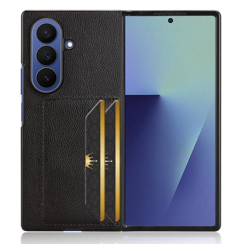 Deksel Samsung Galaxy Z Fold 7 Mobildeksel Litchi-tekstur Med Kort Holder
