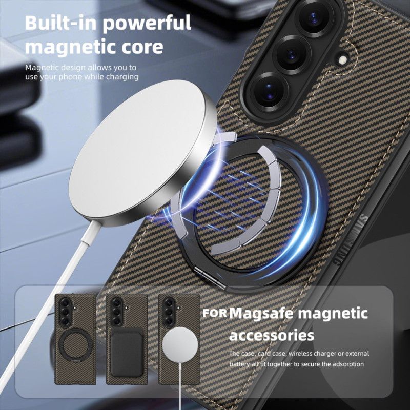 Deksel Samsung Galaxy Z Fold 7 Mobildeksel Magnetisk Teksturert Karbonfiber