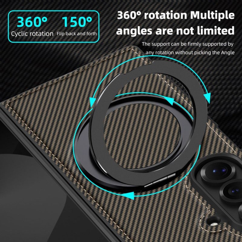 Deksel Samsung Galaxy Z Fold 7 Mobildeksel Magnetisk Teksturert Karbonfiber