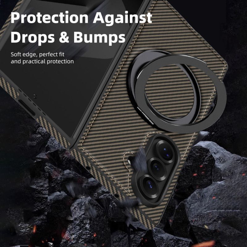 Deksel Samsung Galaxy Z Fold 7 Mobildeksel Magnetisk Teksturert Karbonfiber