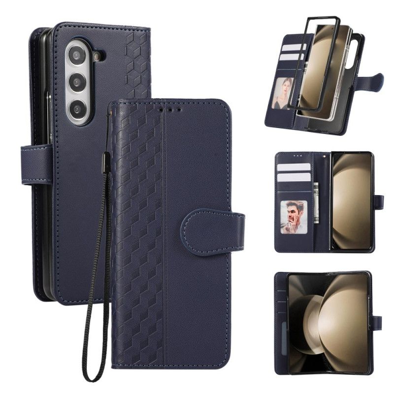 Folio Deksel Samsung Galaxy Z Fold 7 Preget Mønster Med Stropp