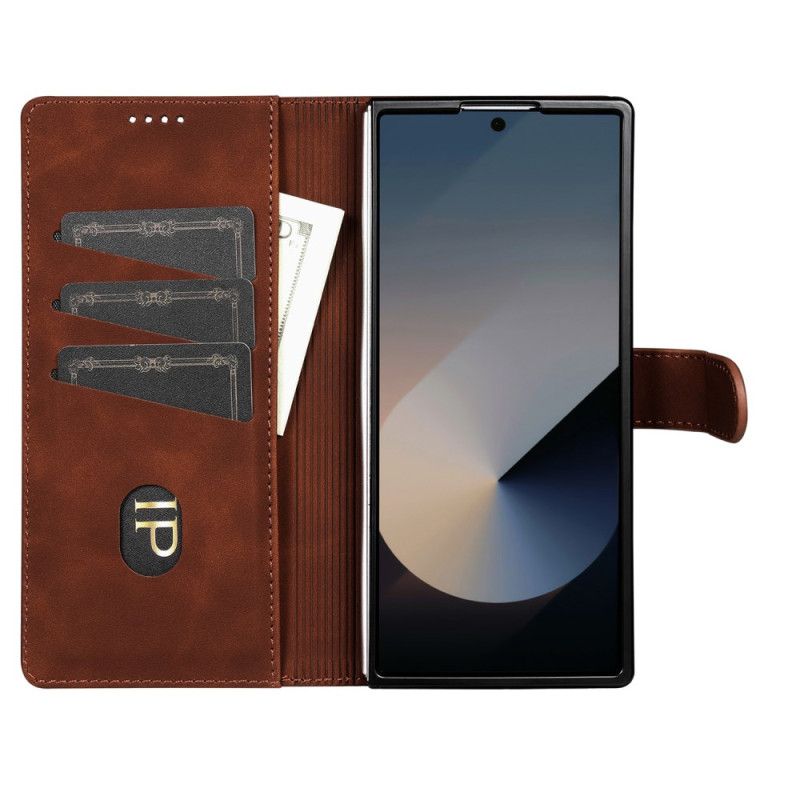 Lærdeksel Folio Deksel Samsung Galaxy Z Fold 7 Mobildeksel Azns Semsket Skinn-effekt