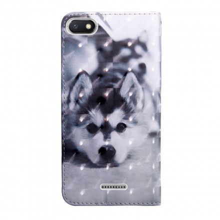 Folio Deksel Til Xiaomi Redmi 6A Svart Og Hvit Hund