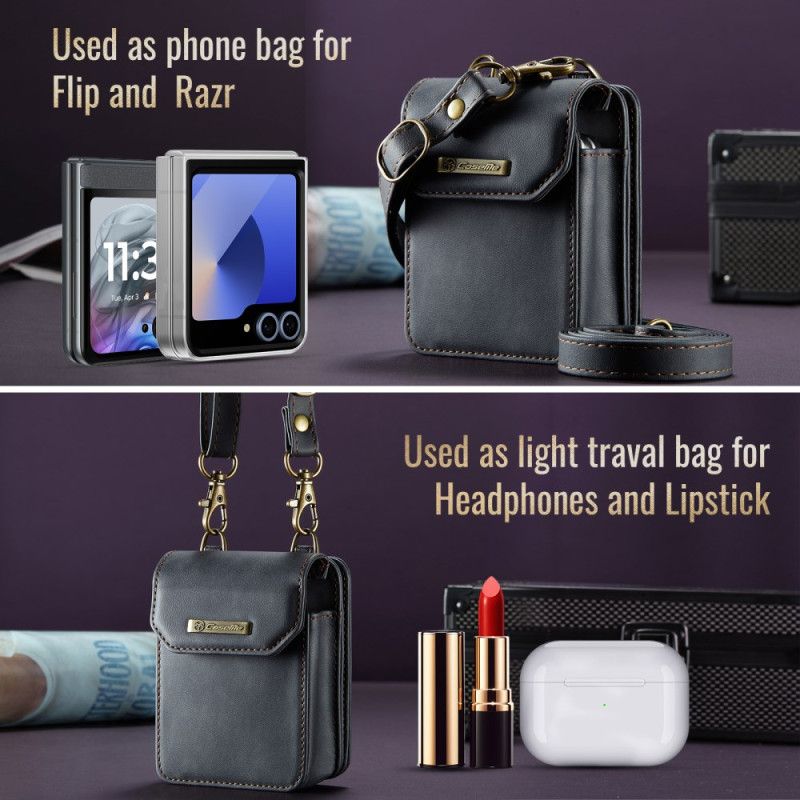 Case Etui Samsung Galaxy Z Flip 7 Fe Mobildeksel Satchel-stil Med Rfid-beskyttelse Og Skulderstropp