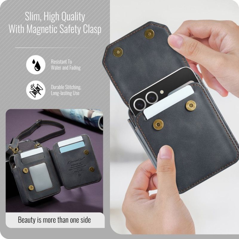 Case Etui Samsung Galaxy Z Flip 7 Fe Mobildeksel Satchel-stil Med Rfid-beskyttelse Og Skulderstropp