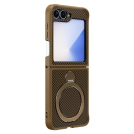 Deksel Samsung Galaxy Z Flip 7 Fe Karbonfiberdesign Med Magnetisk Stativ