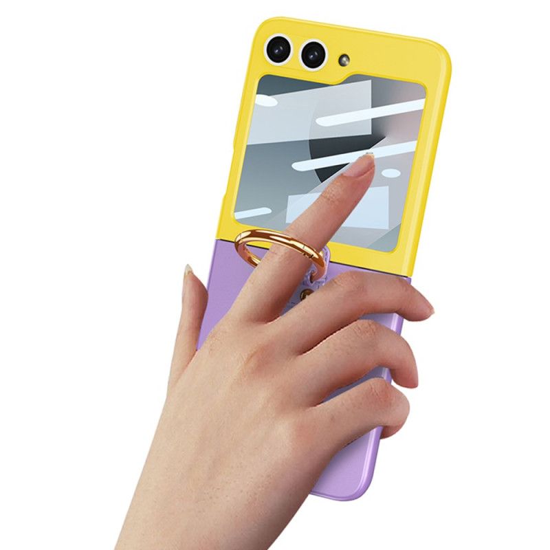 Deksel Samsung Galaxy Z Flip 7 Fe Magnetisk Hengselbeskytter Og Tofarget Stativ Beskyttelse Deksel