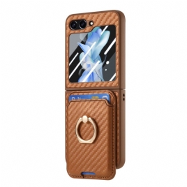 Deksel Samsung Galaxy Z Flip 7 Fe Mobildeksel Kortholder I Karbonfiber