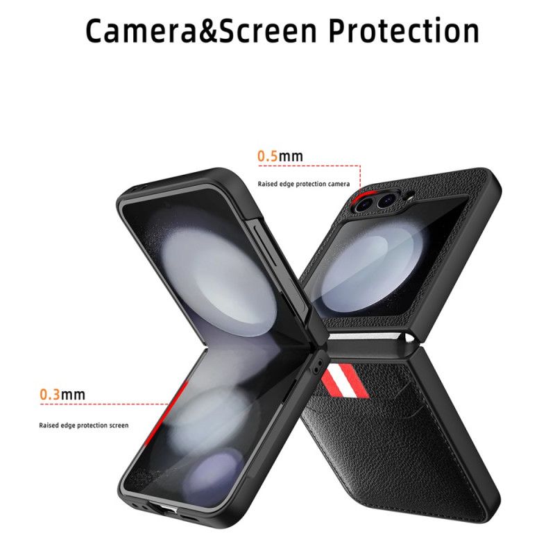 Deksel Samsung Galaxy Z Flip 7 Fe Mobildeksel Kortholder Med Litchitekstur