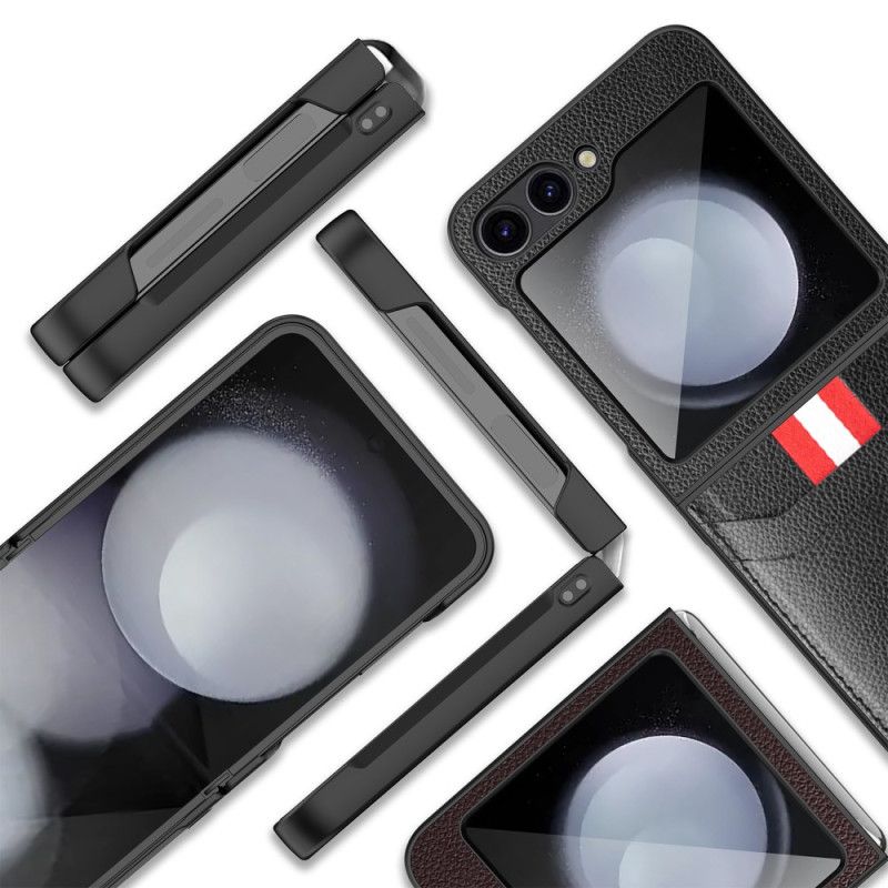 Deksel Samsung Galaxy Z Flip 7 Fe Mobildeksel Kortholder Med Litchitekstur
