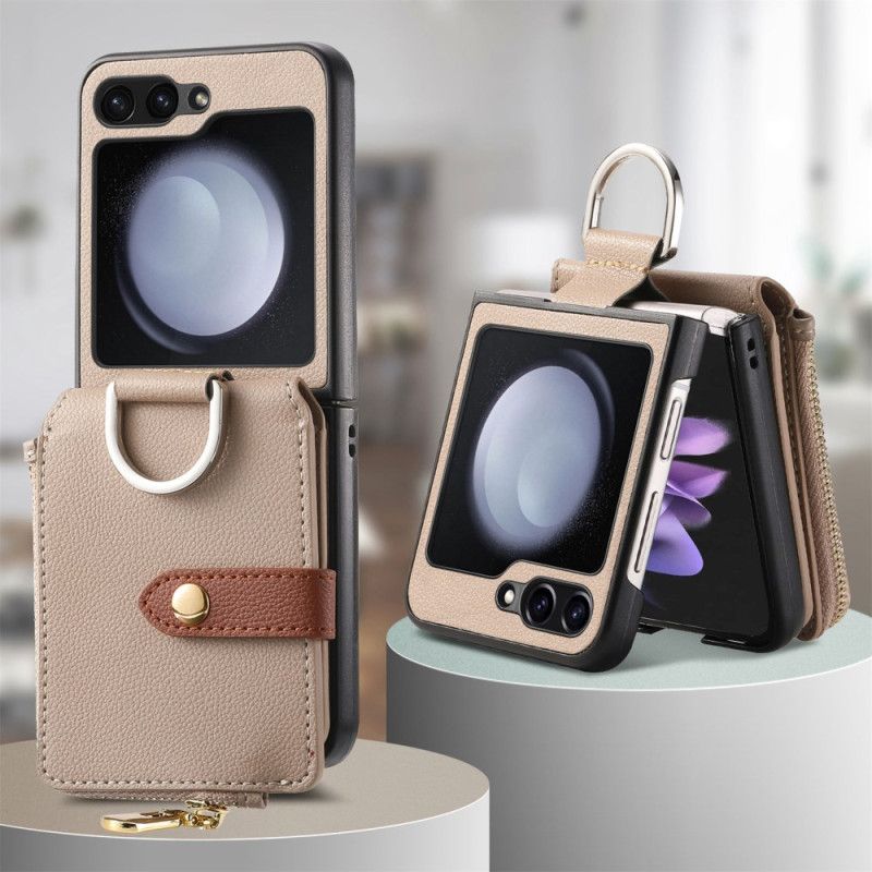 Deksel Samsung Galaxy Z Flip 7 Fe Mobildeksel Lomme Med Glidelås Og Ringholder