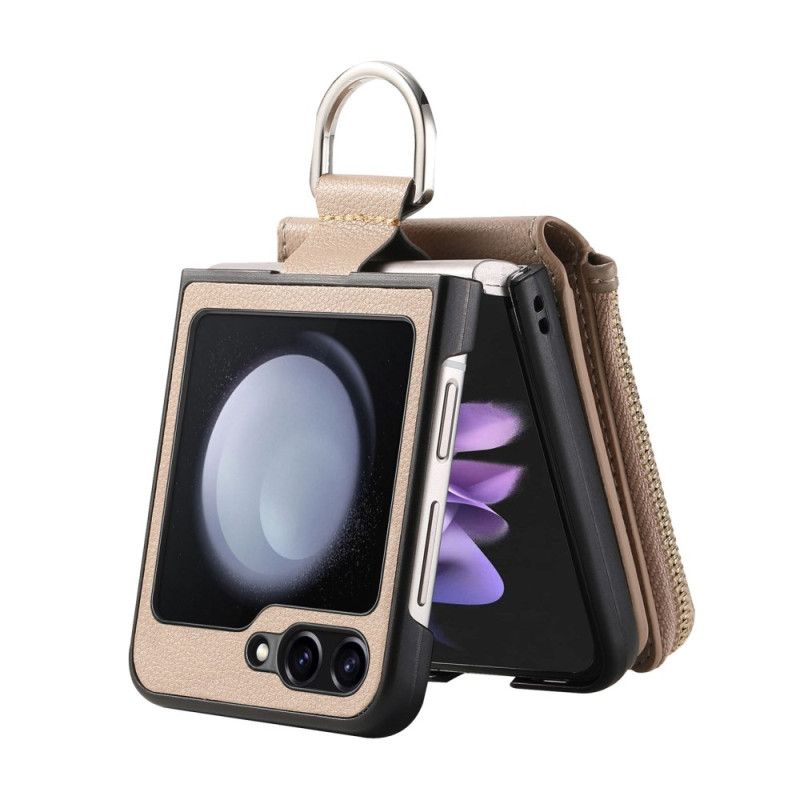 Deksel Samsung Galaxy Z Flip 7 Fe Mobildeksel Lomme Med Glidelås Og Ringholder
