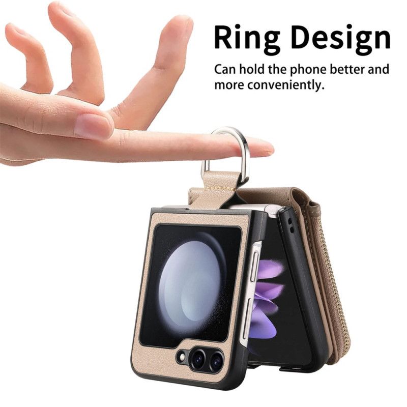 Deksel Samsung Galaxy Z Flip 7 Fe Mobildeksel Lomme Med Glidelås Og Ringholder