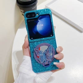 Deksel Samsung Galaxy Z Flip 7 Fe Rhinestone-sommerfuglstativ