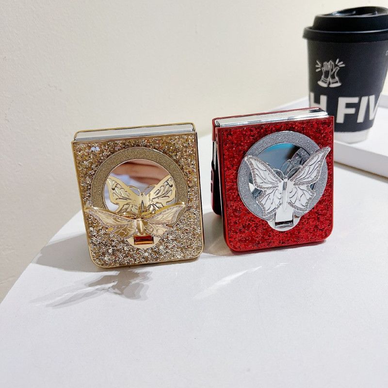 Deksel Samsung Galaxy Z Flip 7 Fe Rhinestone-sommerfuglstativ