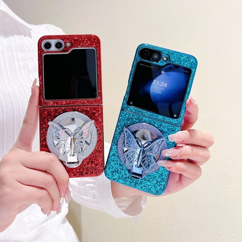 Deksel Samsung Galaxy Z Flip 7 Fe Rhinestone-sommerfuglstativ