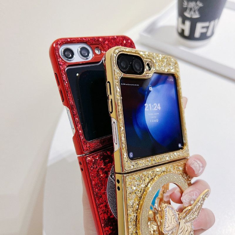 Deksel Samsung Galaxy Z Flip 7 Fe Rhinestone-sommerfuglstativ