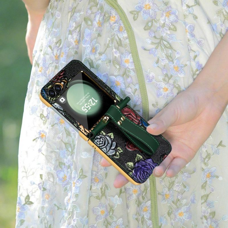 Deksel Samsung Galaxy Z Flip 7 Fe Skulderrem Med Blomsterdesign