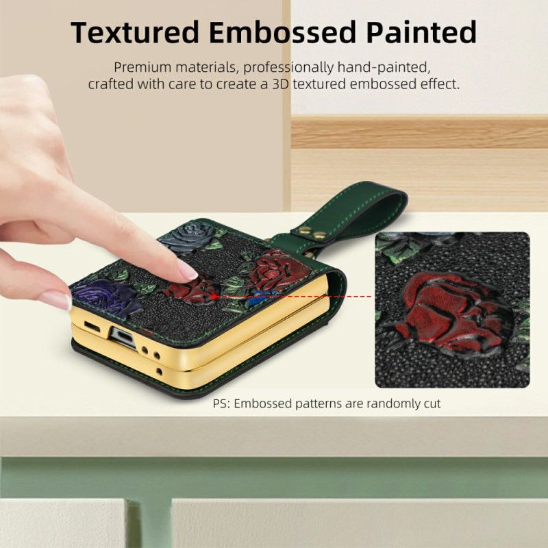 Deksel Samsung Galaxy Z Flip 7 Fe Skulderrem Med Blomsterdesign