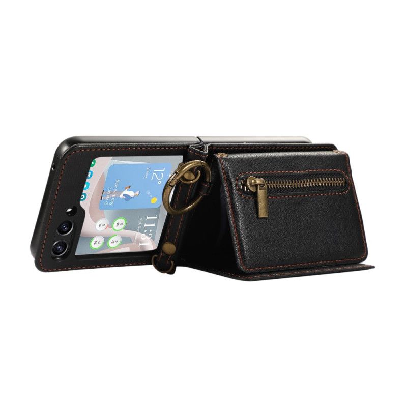 Deksel Til Samsung Galaxy Z Flip 7 Fe Lommebok Og Skulderstropp Med Glidelås