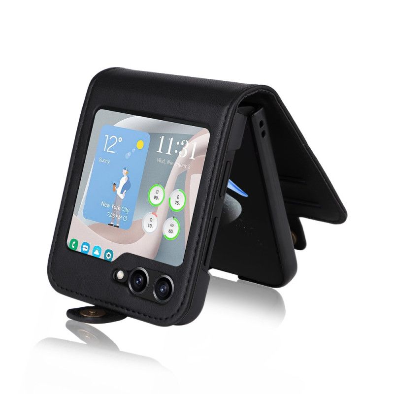 Etui Samsung Galaxy Z Flip 7 Fe Kortholder Og Lås Beskyttelse Deksel