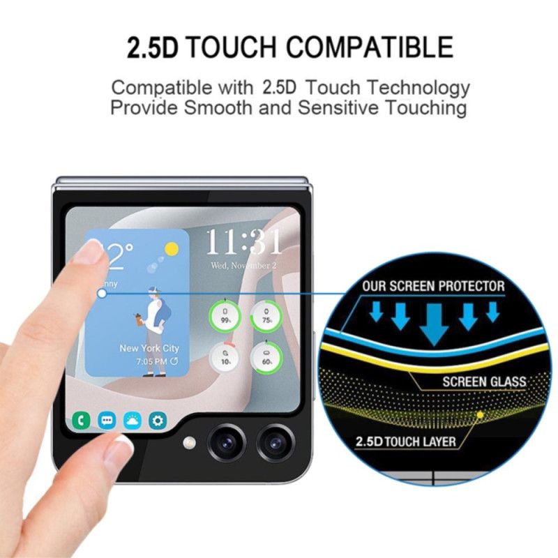 Skjermbeskytter I Herdet Glass For Samsung Galaxy Z Flip 7 Fe / Z Flip 6. Svarte Kanter