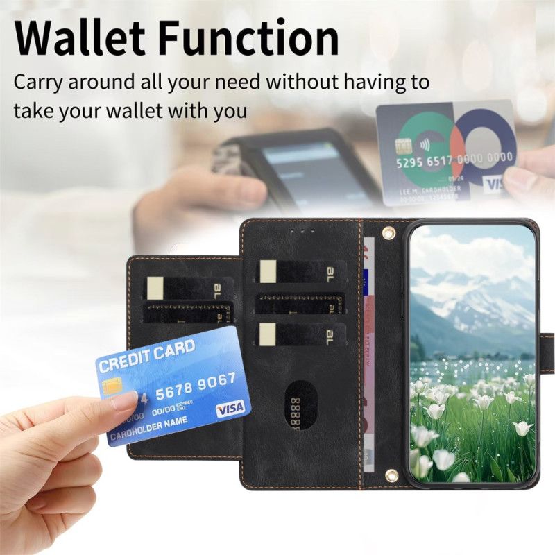 Lærdeksel Folio Deksel Oppo Reno 14f 5g Blomsteraktig Semsket Skinneffekt