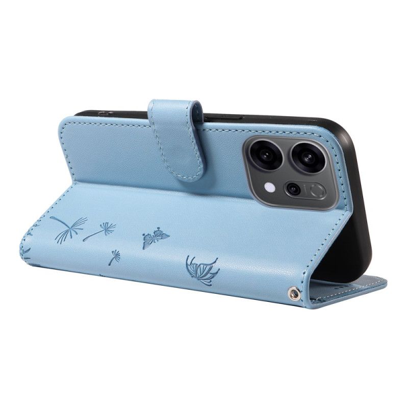 Lærdeksel Folio Deksel Oppo Reno 14f 5g Mobildeksel Løvetann Med Snor