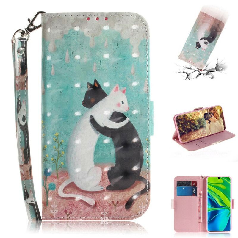 Folio Deksel Til Xiaomi Mi 10 / 10 Pro Med Kjede Thong Cat Friends