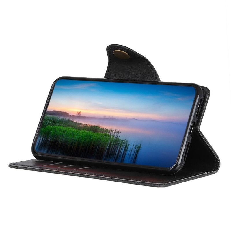 Lærdeksel Til Moto G51 5G Vintage Kunstskinn Og Knapp