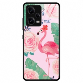 Deksel Til Xiaomi Redmi Note 12 Pro Flamingo Herdet Glass