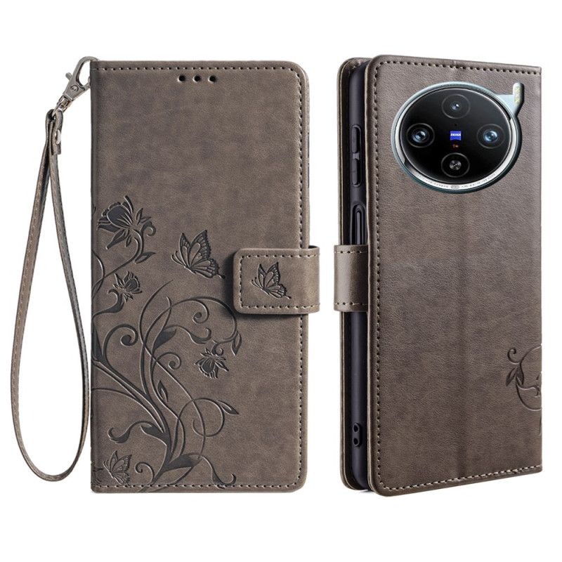 Folio Deksel Vivo X100 Pro Blomsterstropp