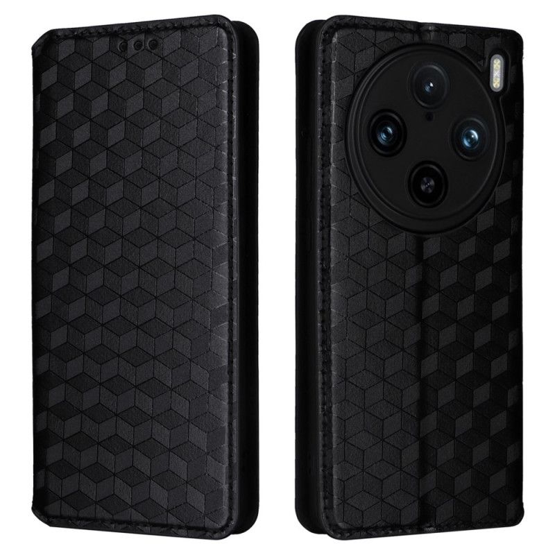 Lærdeksel Folio Deksel Vivo X100 Pro Mobildeksel Diamantmønster