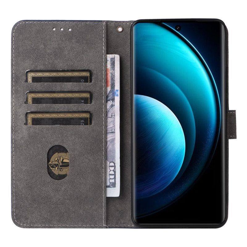 Lærdeksel Folio Deksel Vivo X100 Pro Stropp I Semsket Skinneffekt